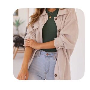 LA MIEL Cream Utility Jacket with Button Closure